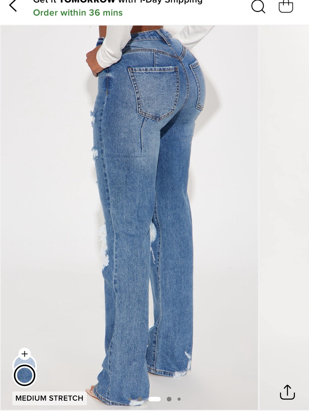 Fashion Nova Medium Blue Ripped Straight Leg Jeans - Women